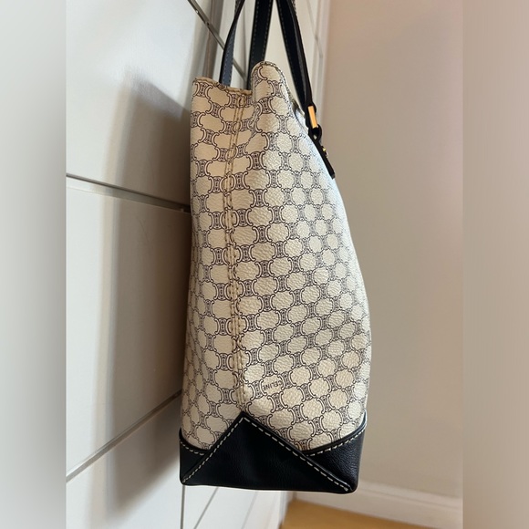 Vintage Celine Macadam Leather Shoulder Bag in White & Dark Brown - Picture 7 of 16